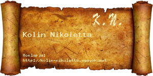 Kolin Nikoletta névjegykártya